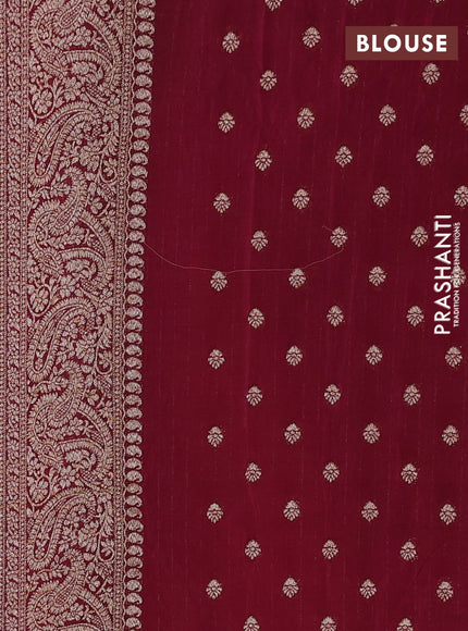 Banarasi semi georgette saree peach shade and wine shade with allover thread & zari woven buttas and zari woven border