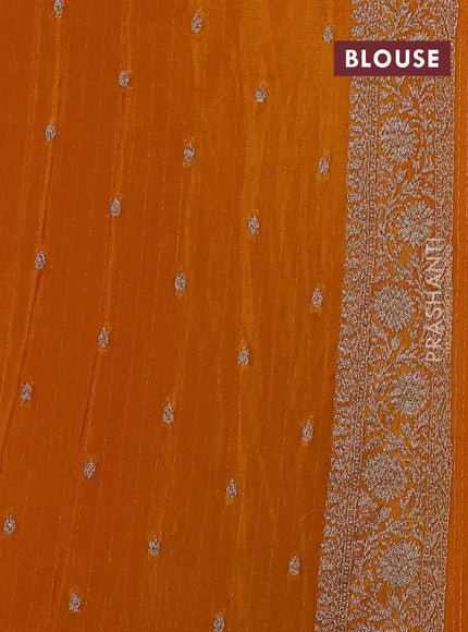 Banarasi semi georgette saree mustard yellow with allover thread & zari woven buttas and zari woven border