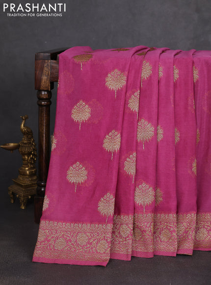 Banarasi semi georgette saree mauve pink with allover thread & zari woven buttas and zari woven border