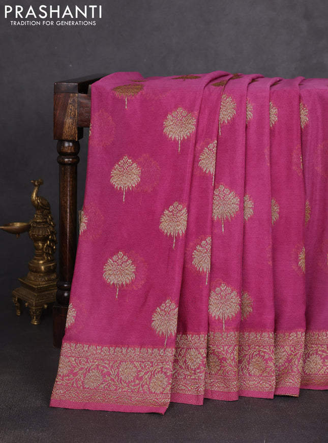 Banarasi semi georgette saree mauve pink with allover thread & zari woven buttas and zari woven border