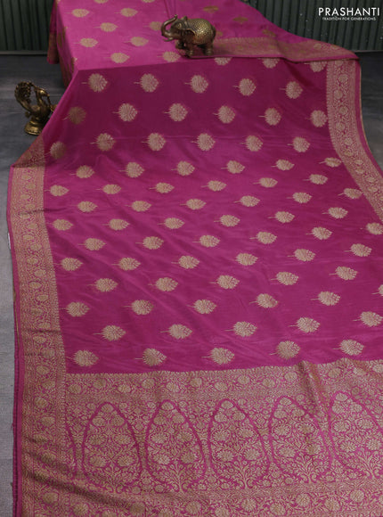 Banarasi semi georgette saree mauve pink with allover thread & zari woven buttas and zari woven border