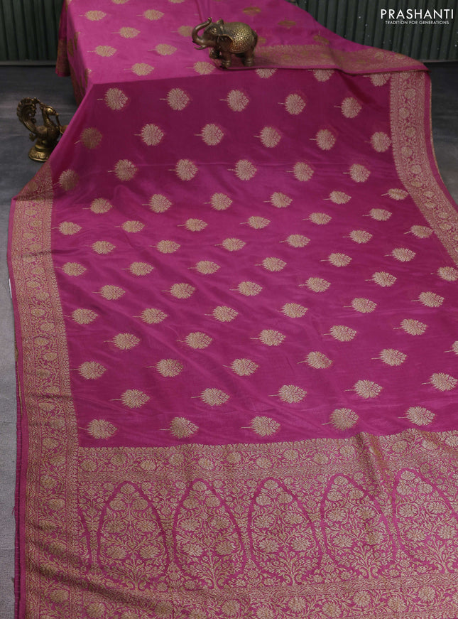 Banarasi semi georgette saree mauve pink with allover thread & zari woven buttas and zari woven border