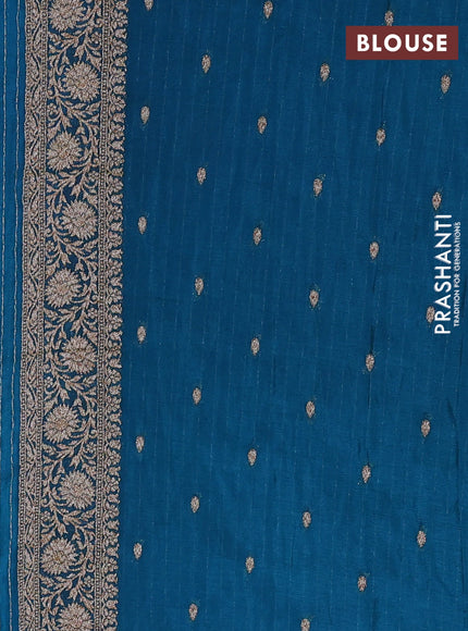 Banarasi semi georgette saree peacock blue with allover thread & zari woven buttas and zari woven border