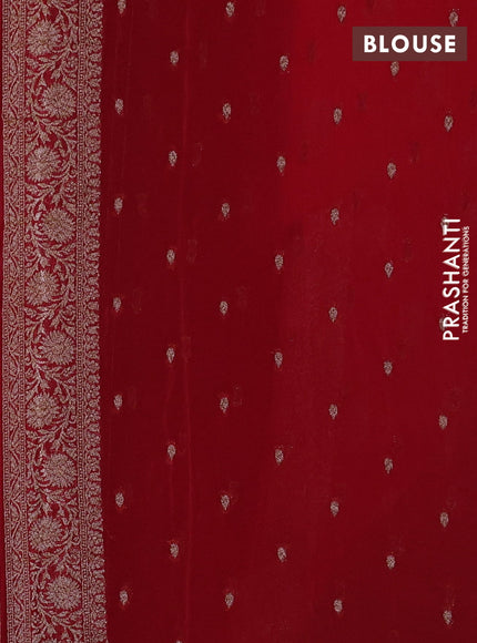 Banarasi semi georgette saree red with allover thread & zari woven buttas and zari woven border