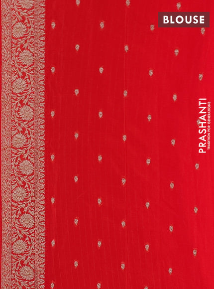 Banarasi semi georgette saree orange with allover thread & zari woven buttas and zari woven border