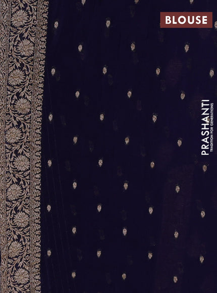 Banarasi semi georgette saree navy blue with allover thread & zari woven buttas and zari woven border