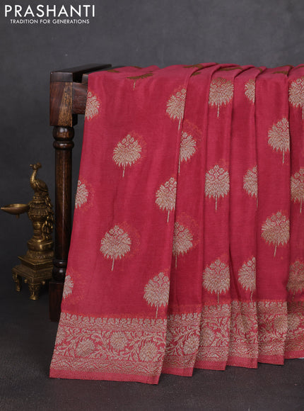Banarasi semi georgette saree pastel maroon with allover thread & zari woven buttas and zari woven border