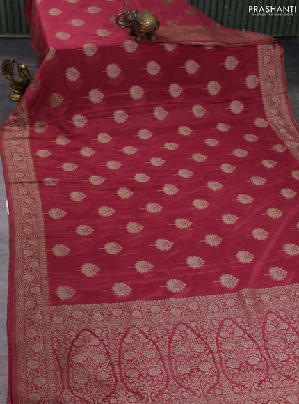 Banarasi semi georgette saree pastel maroon with allover thread & zari woven buttas and zari woven border