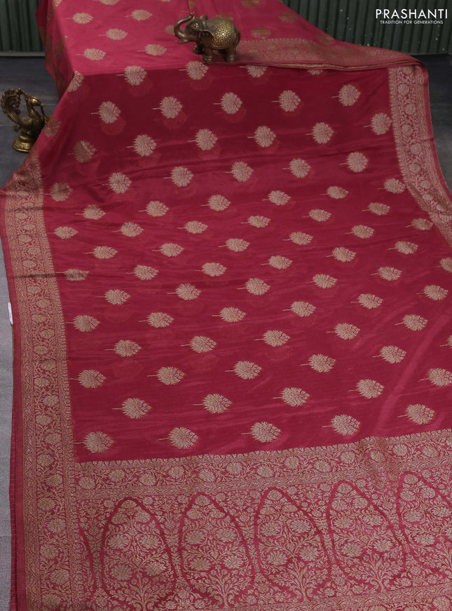 Banarasi semi georgette saree pastel maroon with allover thread & zari woven buttas and zari woven border