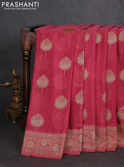 Banarasi semi georgette saree pastel maroon with allover thread & zari woven buttas and zari woven border