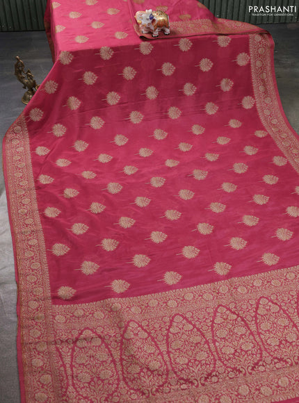 Banarasi semi georgette saree pastel maroon with allover thread & zari woven buttas and zari woven border