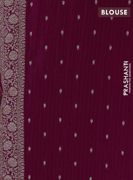 Banarasi semi georgette saree wine shade with allover thread & zari woven buttas and zari woven border