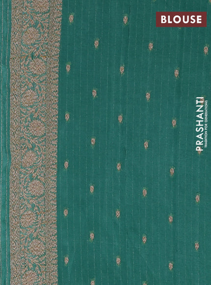 Banarasi semi georgette saree green shade with allover thread & zari woven buttas and zari woven border