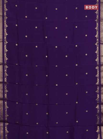 Semi mysore silk saree violet and pink with zari woven buttas and rettapet zari woven border