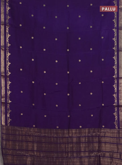 Semi mysore silk saree violet and pink with zari woven buttas and rettapet zari woven border