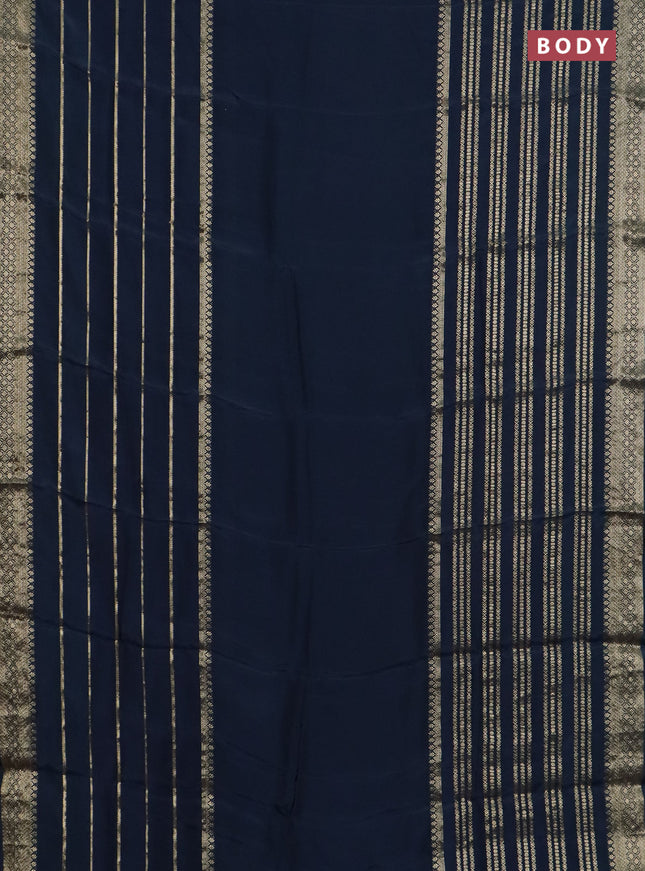 Semi mysore silk saree peacock blue and yellow with plain body and long zari woven border