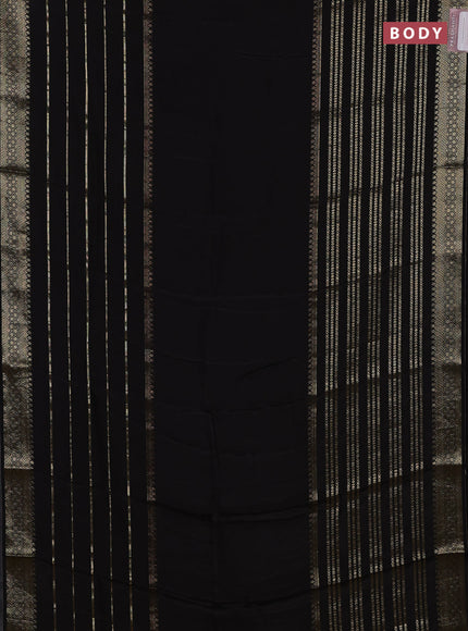 Semi mysore silk saree black and yellow with plain body and long zari woven border