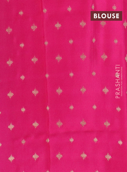 Semi mysore silk saree pastel green and pink with half & half style and long zari woven border