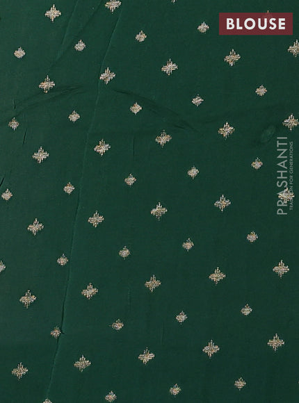 Semi mysore silk saree off white and green with half & half style and long zari woven border