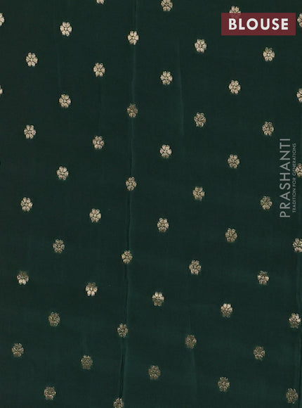 Semi mysore silk saree red and bottle green with palin body and long zari woven butta border