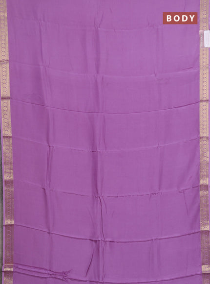 Semi mysore silk saree lavender and violet with palin body and zari woven border