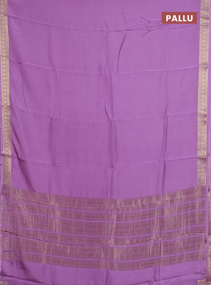 Semi mysore silk saree lavender and violet with palin body and zari woven border