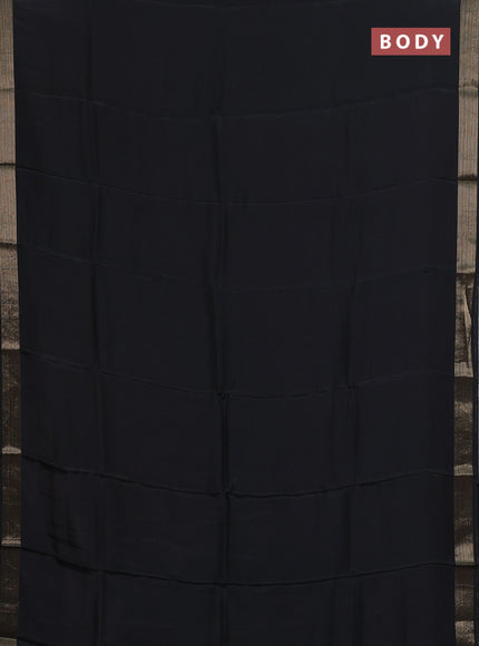 Semi mysore silk saree black with palin body and zari woven border