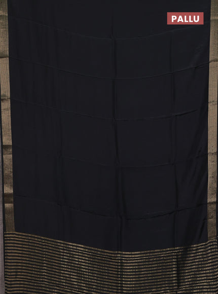 Semi mysore silk saree black with palin body and zari woven border