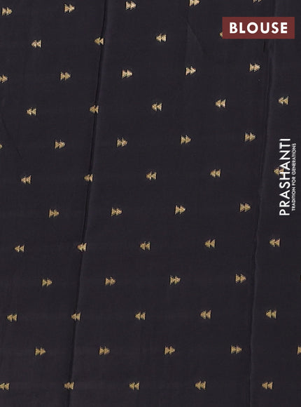 Semi mysore silk saree black with palin body and zari woven border