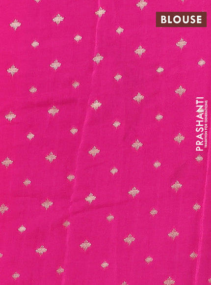 Semi mysore silk saree violet and pink with palin body and long zari woven brocade border