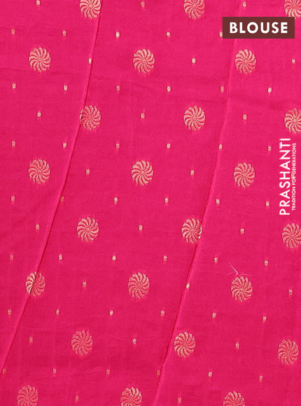 Semi mysore silk saree navy blue and pink with allover zari checks & buttas and zari woven border