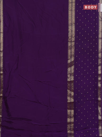 Semi mysore silk saree violet and pink with plain body and long zari woven border