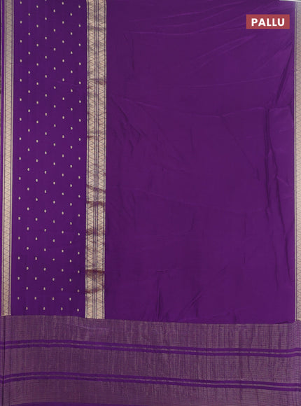 Semi mysore silk saree violet and pink with plain body and long zari woven border