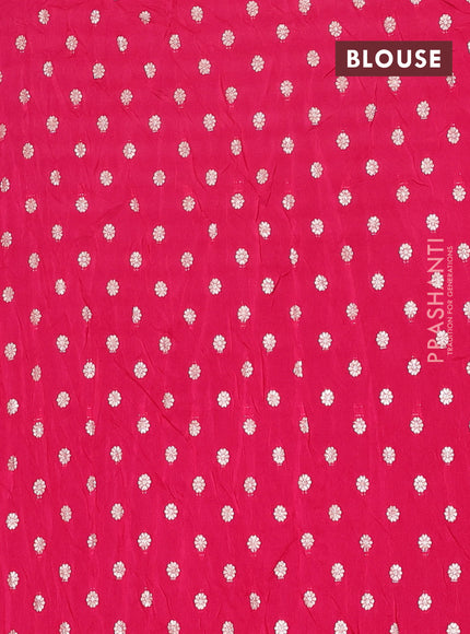 Semi mysore silk saree violet and pink with plain body and long zari woven border