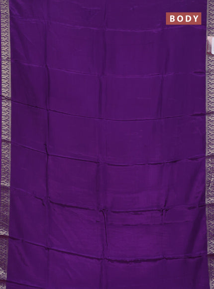 Semi mysore silk saree violet and pink with plain body and zari woven border