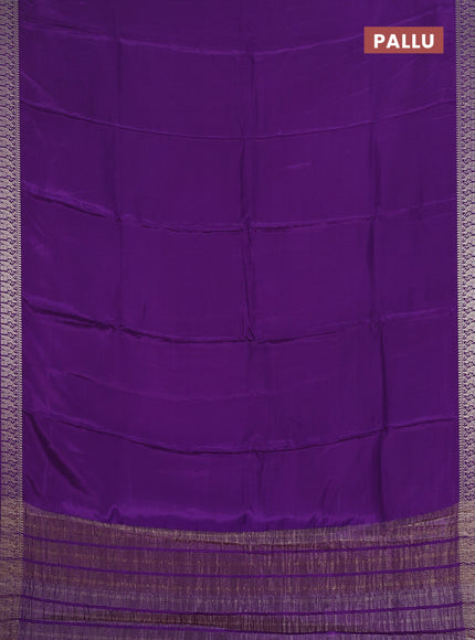 Semi mysore silk saree violet and pink with plain body and zari woven border