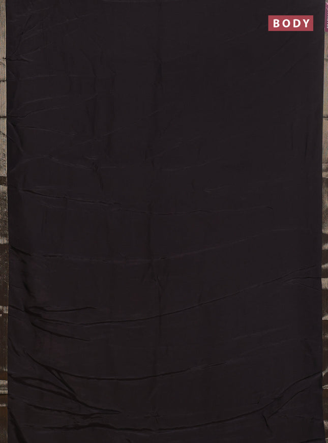 Semi mysore silk saree black and yellow with plain body and zari woven border
