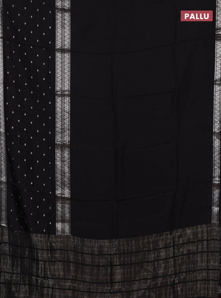 Semi mysore silk saree black and rust shade with allover zari woven buttas and zari woven border
