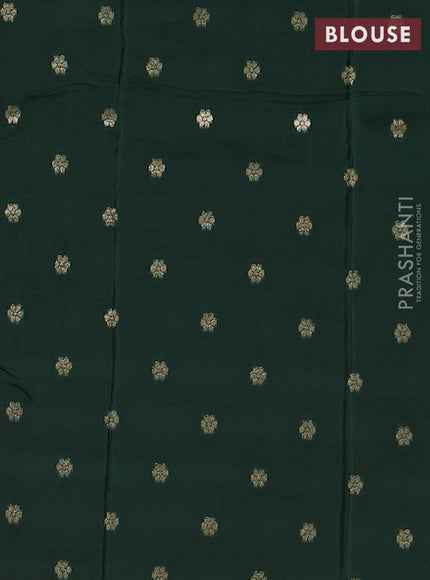 Semi mysore silk saree red and bottle green with plain body and zari woven border