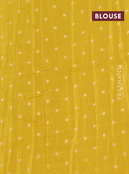Semi mysore silk saree peacock blue and yellow with allover zari checks & buttas and zari woven butta border