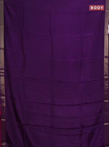 Semi mysore silk saree violet and pink with plain body and zari woven border