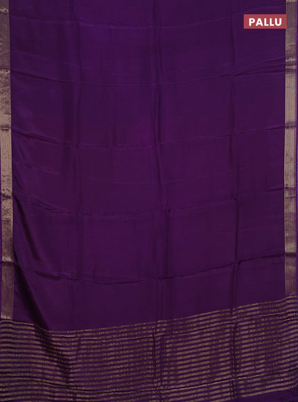 Semi mysore silk saree violet and pink with plain body and zari woven border
