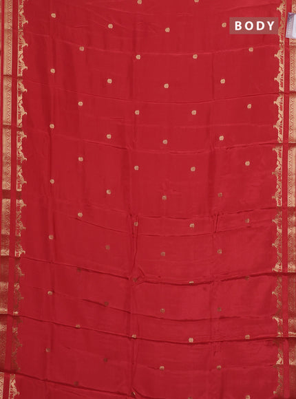 Semi mysore silk saree red and violet with zari woven buttas and zari woven border