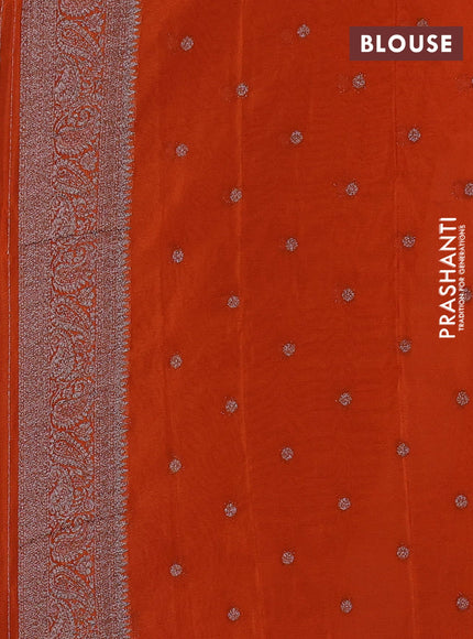 Banarasi semi georegette saree brown and rust shade with allover thread & zari woven buttas and zari woven border