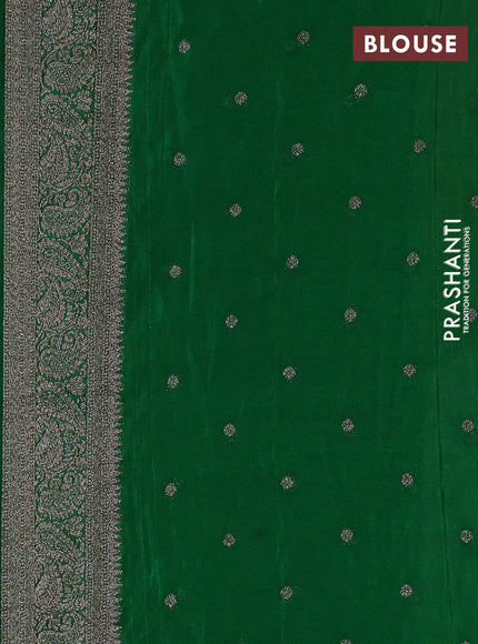 Banarasi semi georegette saree brown and green with allover thread & zari woven buttas and zari woven border