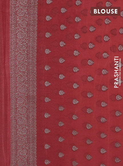 Banarasi semi georegette saree dark peach with allover thread & zari woven buttas and zari woven border
