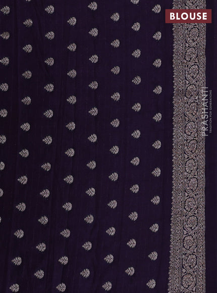 Banarasi semi georegette saree pink and navy blue with allover thread & zari woven buttas and zari woven border