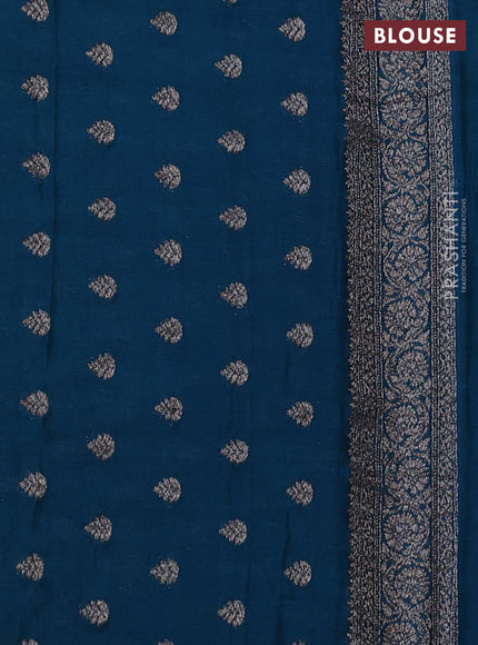 Banarasi semi georegette saree teal blue and cs blue with allover thread & zari woven buttas and zari woven border