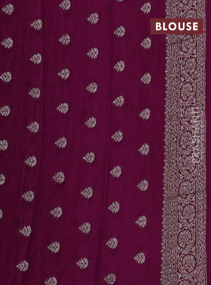 Banarasi semi georegette saree purple with allover thread & zari woven buttas and zari woven border