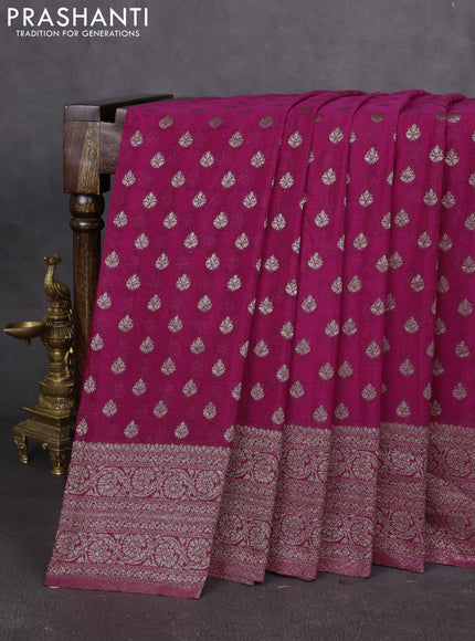 Banarasi semi georegette saree pink with allover thread & zari woven buttas and zari woven border